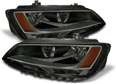 For 2011-2018 Volkswagen Jetta Sedan Headlights Smoked Lens Chrome Housing L+R - Image 1 of 4