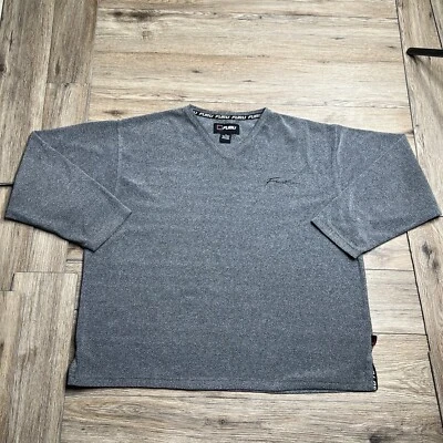 Fubu Sweater XL Gray Mens V-Neck Pullover Embroidered Logo Long Sleeve Used #75 - Image 1 of 4