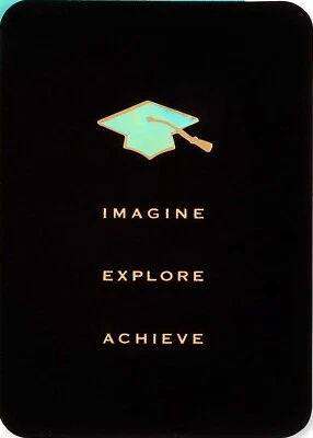 Papyrus IMAGINE EXPLORE ACHIEVE on Black Velvet Graduation Greeting Card - Image 1 of 3