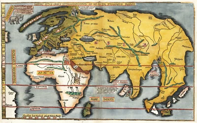 1535 Admiral's World Map With America Showing 10"x16" Print Home Office Decor - Image 1 of 2
