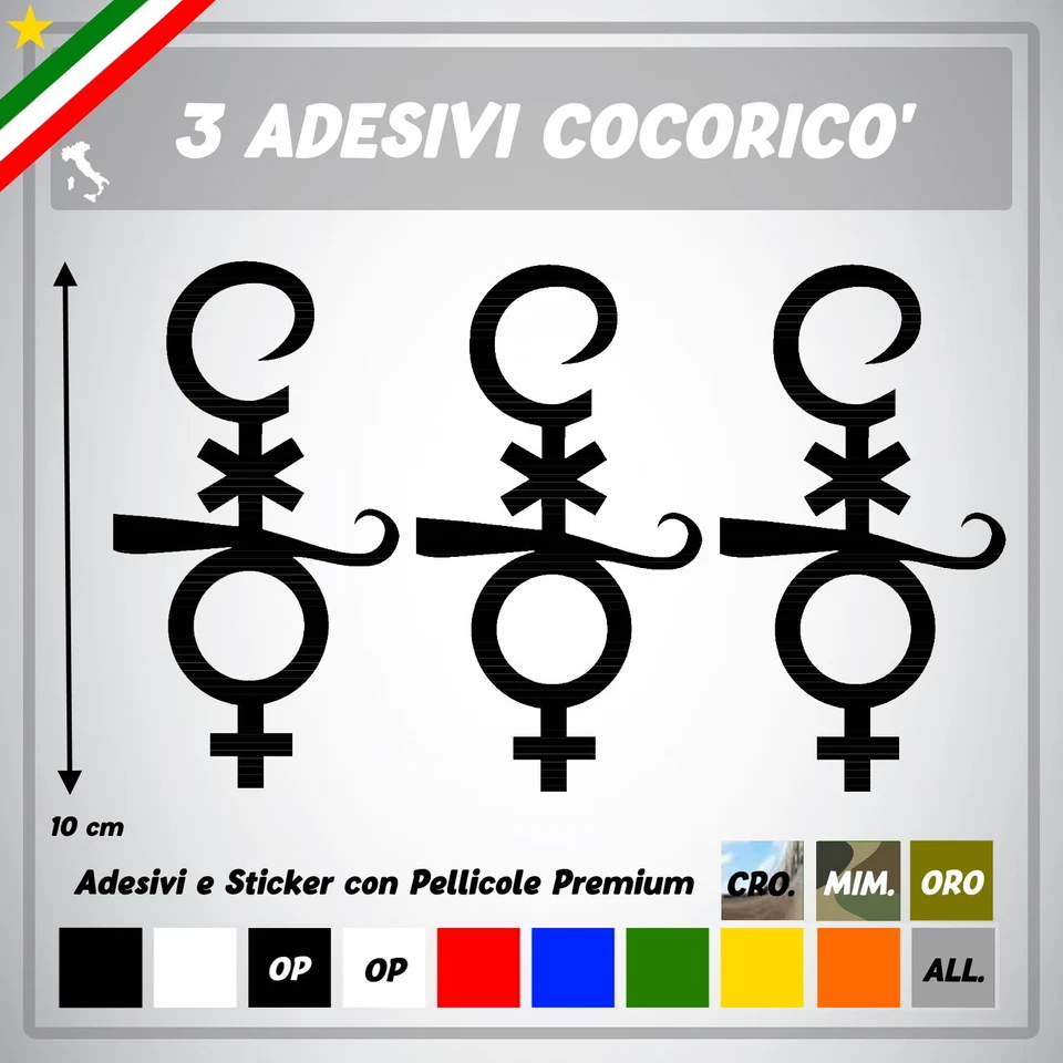 3 adesivo cocoricò da discoteca tuning auto ape piaggio moto casco camper muri - Imagen 1 de 1