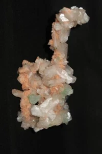 Stalactite of Stilbite with green Apophylite on orange Heulandite - Picture 1 of 6