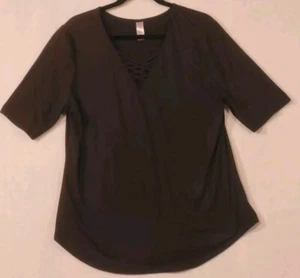 3X Large Short Sleeve Black Top V-neck - Picture 1 of 8