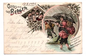 Litografia Saluti dalle montagne 1896 Monaco di Baviera - Foto 1 di 2
