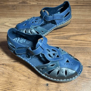 ProPet Jenna geschlossene Damen-Ledersandale blau & silberfarben Größe 11 - Bild 1 von 10