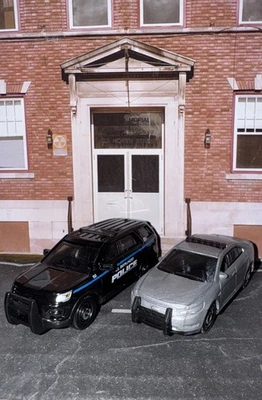 Lot Of 2 Matchbox Custom Unmarked Ford Interceptor Silver & Black Police SUV - Image 1 of 4