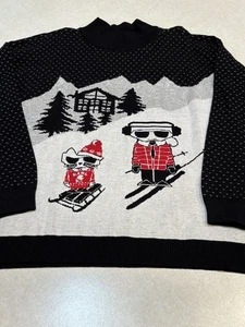 Karl Lagerfeld Paris Ski  Graphic Sweater Christmas Medium New - Picture 1 of 7