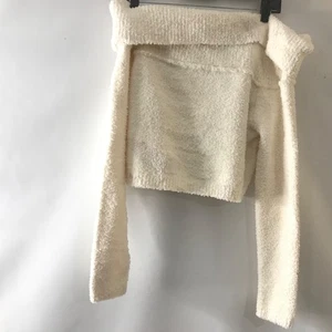 Fashion Nova Off-the-Shoulder Sweater in White and Pink, L - Picture 1 of 5