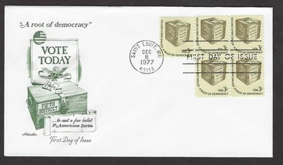 #1584 3c Ballot Box + #1581 Inkwell & Quill -Combo- Fleetwood FDCB4 + 1 - Image 1 of 2