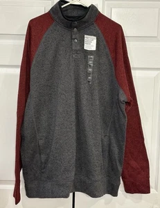 Men's Sonoma Super Soft Fleece Sweater Gray Snap Buttons Pockets 2XLT Tall NWT - Picture 1 of 8
