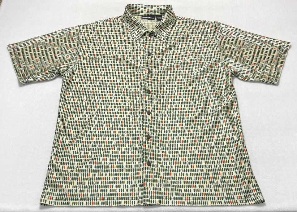 ODO Mens Short Sleeve Button Up Polyester Multi Color Shirt Size X-LARGE - Image 1 of 3