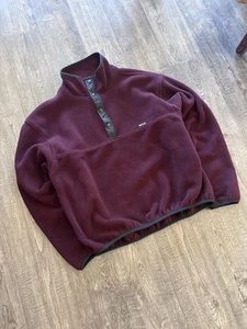 Woolrich Polartec Fleece Mens Sz XL Snap T Pullover Jacket Sweater Maroon Purple - Picture 1 of 9