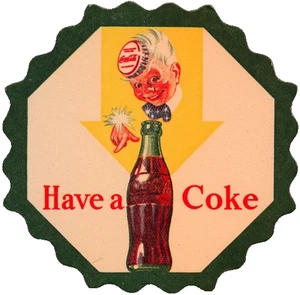 Vintage Soda Coaster 1950's Coca-Cola Soda Coke Sprite Boy NOS Original BOTTLE - Picture 1 of 1