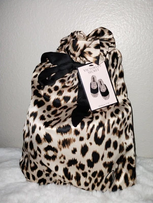 Victoria's Secret 豹纹动物印花缎面家居拖鞋 M 码 (7-8) — 第 1/4 张图片