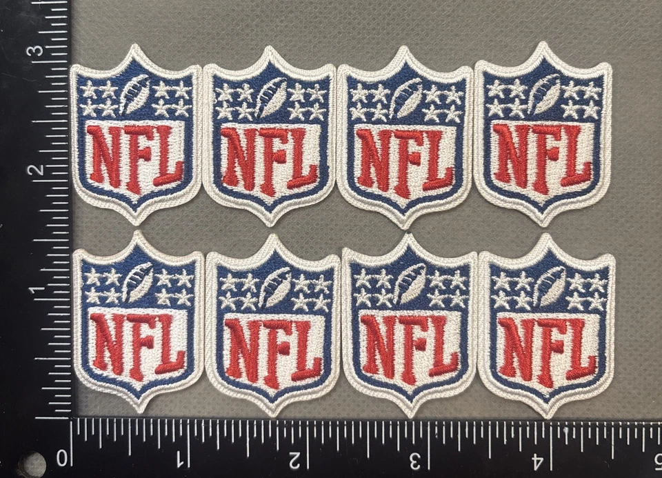 LOT OF 8 SMALLER NFL LOGO COLLAR SIZE IRON ON EMBROIDERED PATCH - Image 1 of 1