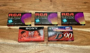 Lot Of 5 Mixed Blank Audio Cassette Tapes New Sealed 90 Minutes; TDK, Sony, RCA - Picture 1 of 2