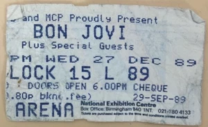 Bon Jovi 1989 New Jersey Tour Konzert Ticket Stub 27.12.89 NEC BIRMINGHAM UK - Bild 1 von 1
