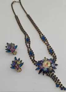 Frank Rifas Signiert AB Strass Latz Halskette & Ohrringe Set Vintage Glam 💎✨🖋️ - Bild 1 von 17