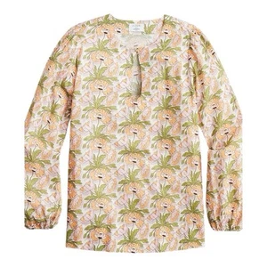 J. Crew Liberty Schlüsselloch Popover Top Butterfield Mohnblumen BL046 Größe Large - Bild 1 von 8