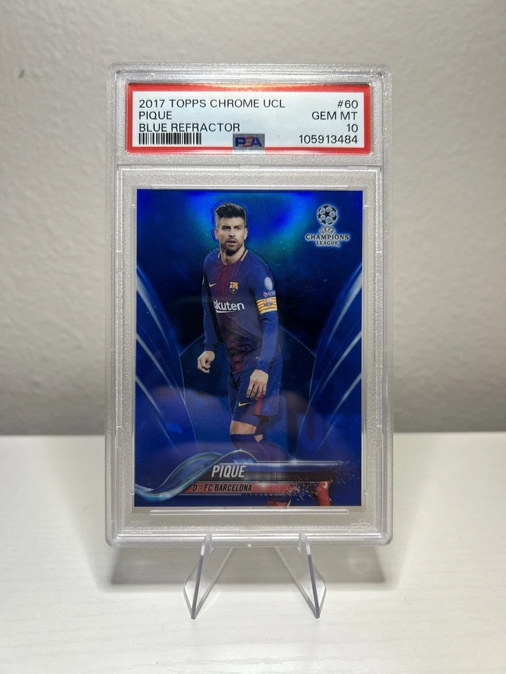 Gerard Pique 2017-18 Topps Chrome UCL Blue Refractor /150 PSA 10 Gem MT - Image 1 of 2