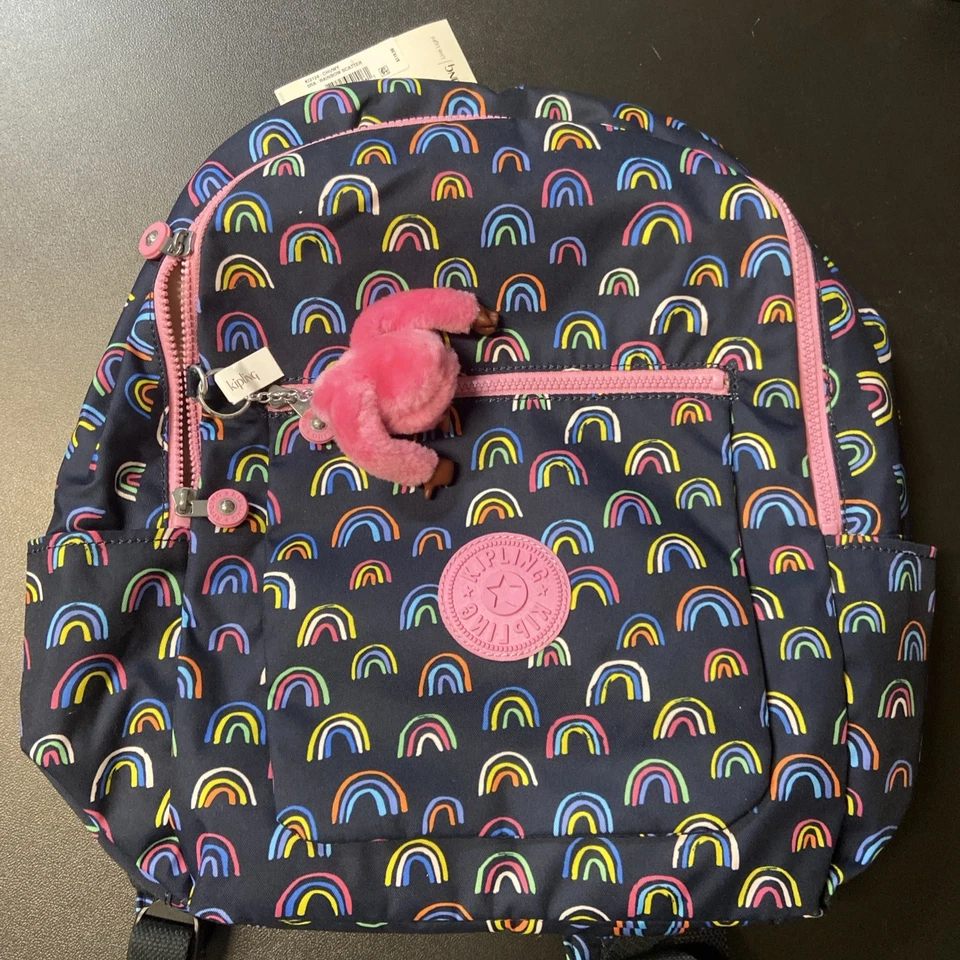 Kipling Girl's Navy/Pink Multi Chuwy Ora Rainbow Scatter Backpack (KI2124)