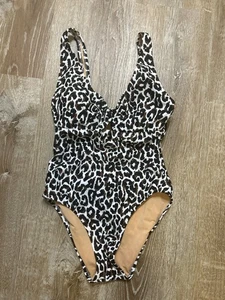 J.CREW Swimsuit Women S Leopard One Piece Cutout Bow EUC - Picture 1 of 9
