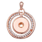 Rose Gold Drill Snap Pendant Keychain Fit 18mm Snap Button Jewelry Making DIY 