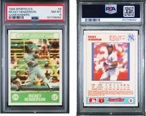 1988 Sportflics Game Winners Rickey Henderson #8 PSA 8 LOW POP of 5 101748082 - Picture 1 of 1