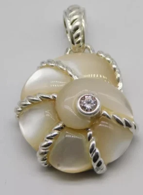 全新 OS Judith Ripka 纯银珍珠母 CZ 贝壳吊坠 #  — 第 1/4 张图片