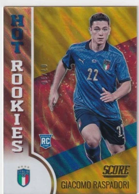 Panini FIFA Score 2021-22 No. 4 Hot Rookies Giacomo Raspadori Gold Lava 7/10 SSP - Image 1 of 2