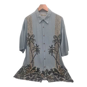 Batik Bay Hemd Herren Large 100% Rayon Grün Hawaii Palme Aloha Tropical 🌴 - Bild 1 von 13