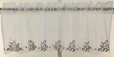 Lila Muy Bordada Floral Blanco Semi Transparente Vieiras Swag Cenefa o Niveles Foto 1 de 4