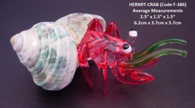 Art Beautiful SHELL & GLASS HERMIT CRAB Sea Life Curio Display Ornament Figure - Image 1 of 3