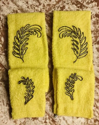 Juego de toallas y paños de mano amarillos baño diseño varilla dorada lote de 4. Foto 1 de 4