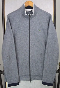 LACOSTE Full Zip Mens Thick Cotton Jacket Size XL Gray Long Sleeve Warmup Track - Picture 1 of 15