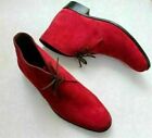 Men Handmade Red Suede Leather Party Wear Causal Ankle High Chukka Boots For Men
