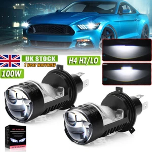 2X H4 9003 Mini Bi-LED Projector Lens Hi-Lo Beam Bulb Headlight Retrofit 100W UK - Picture 1 of 17