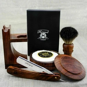 Wooden Customize Personalized Shaving Set Brush Razor Stand Bowl Soap Gift Kit - Bild 1 von 5