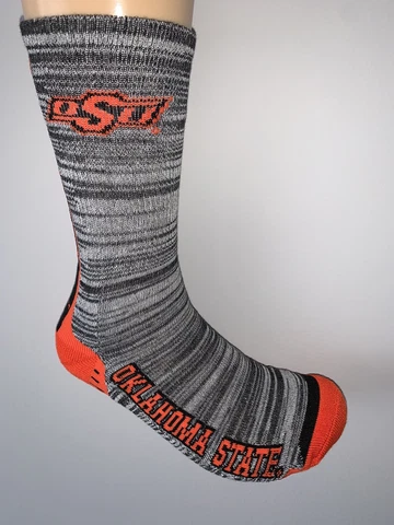 OKLAHOMA STATE COWBOYS COLLEGE JERSEY LOGO MENS CHARCOAL VERTICAL CREW SOCKS LRG Cover