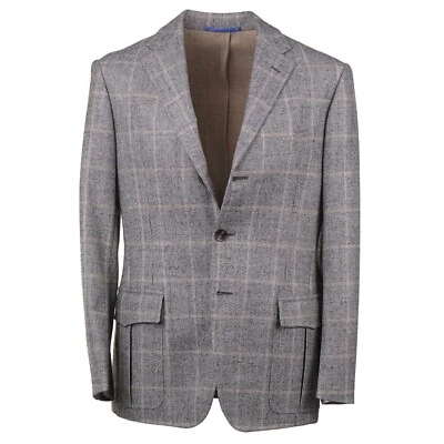 d'Avenza Heather Gray Layered Check Soft Wool-Cashmere Sport Coat 40R (Eu 50) - Image 1 of 4