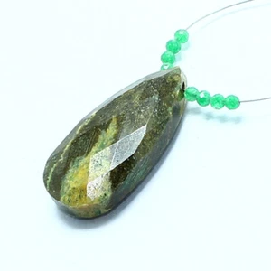 Cuentas de ónix verde pera facetado jaspe verde briolette piedra preciosa suelta natural - Imagen 1 de 3
