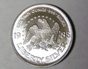 1985 A-Mark Liberty Silver 1 oz .999 Fine Silver Round (4821.1) - Picture 1 of 2