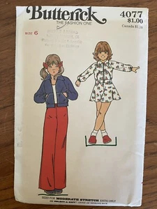 1970s UNCUT Butterick Sewing Pattern 4077 Girls Jacket Skirt Pants Size 6 - Bild 1 von 2