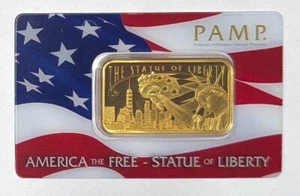 PAMP America the Free Statue of Liberty - 1 oz Gold Bar 999.9 Fine (In Assay) - Picture 1 of 2