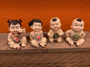 Resin & Ceramic Emotion Baby Figurines Happy, Anger, Sorrow & Joy Rare Buddha - Picture 1 of 18