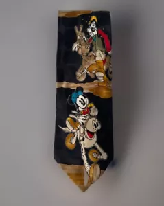Vtg ATLAS DESIGN Disney Mickey & Co Silk Necktie Donald Goofy Mickey on Horses - Picture 1 of 7
