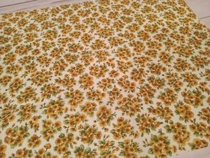 Vintage Small Print Dollhouse Fabric 11 x 9 Yellow Flowers Floral Miniatures - Picture 1 of 2