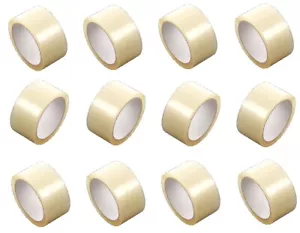 12 x rotoli di nastro pacco imballaggio trasparente 48 mm x 66 m (2") nastro sellotape / cellotape - Foto 1 di 3