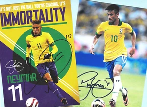 NEYMAR (1) Brasilien - BRAZIL - 2 TOP AK Bilder - Print Copies + WM AK signiert - Bild 1 von 1