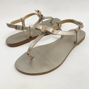 Salvatore Ferragamo “My Ferragamo” Women’s Thong Sandals Ankle Strap Bronze 8 M - Picture 1 of 16